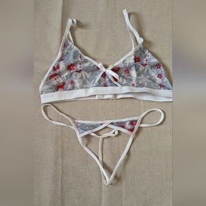 3/$10 SALE - Lace Christmas themed Bra and Thong Set - XL